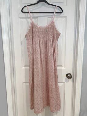 Adonna Floral Cotton Sleeveless Smocked Top Nightgown Women L Cottage Coquette